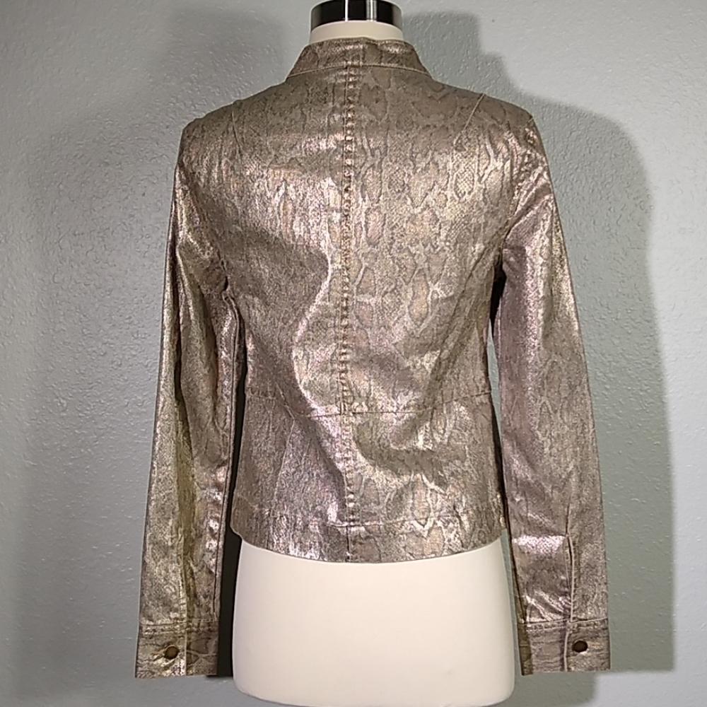 Dana Buchman Metallic Gold Python Print Blazer 2 - image 2